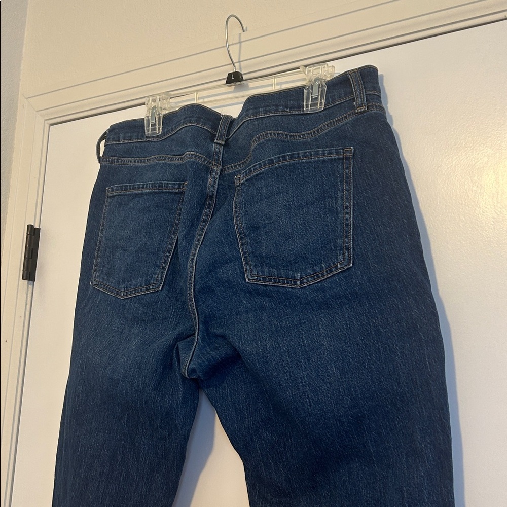 Women Mid Rise Wow Boyfriend Dark Denim Jeans Size 14 - Picture 6 of 7